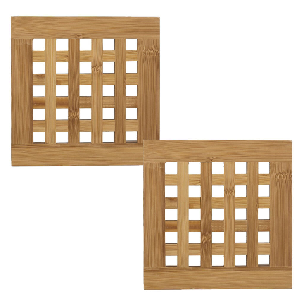 Untersetzer Bambus im 2er Set, quadratisch, Topfuntersetzer, 20 x 20 cm