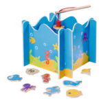 Angelspiel 16-teilig aus Holz, Lernspielzeug mit zwei Angeln, 19 x 19 x 15 cm