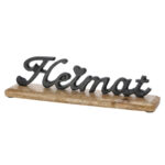 Schriftzug Heimat, Aufsteller Mangoholz und Aluminium, braun, schwarz, 2 x 8 x 6,5 cm