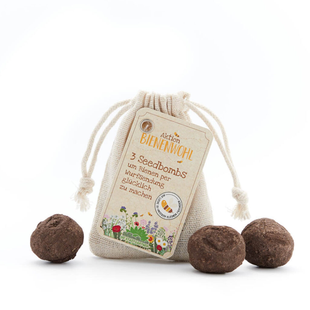Samenbomben Bienenwohl 3er-Set, Saatbomben bunte Wiese mit unterschiedlichem Saatgut
