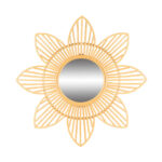 Spiegel mit Bambusrahmen, Wandspiegel mit Blumen-Rahmen, braun, 62 x 62 cm