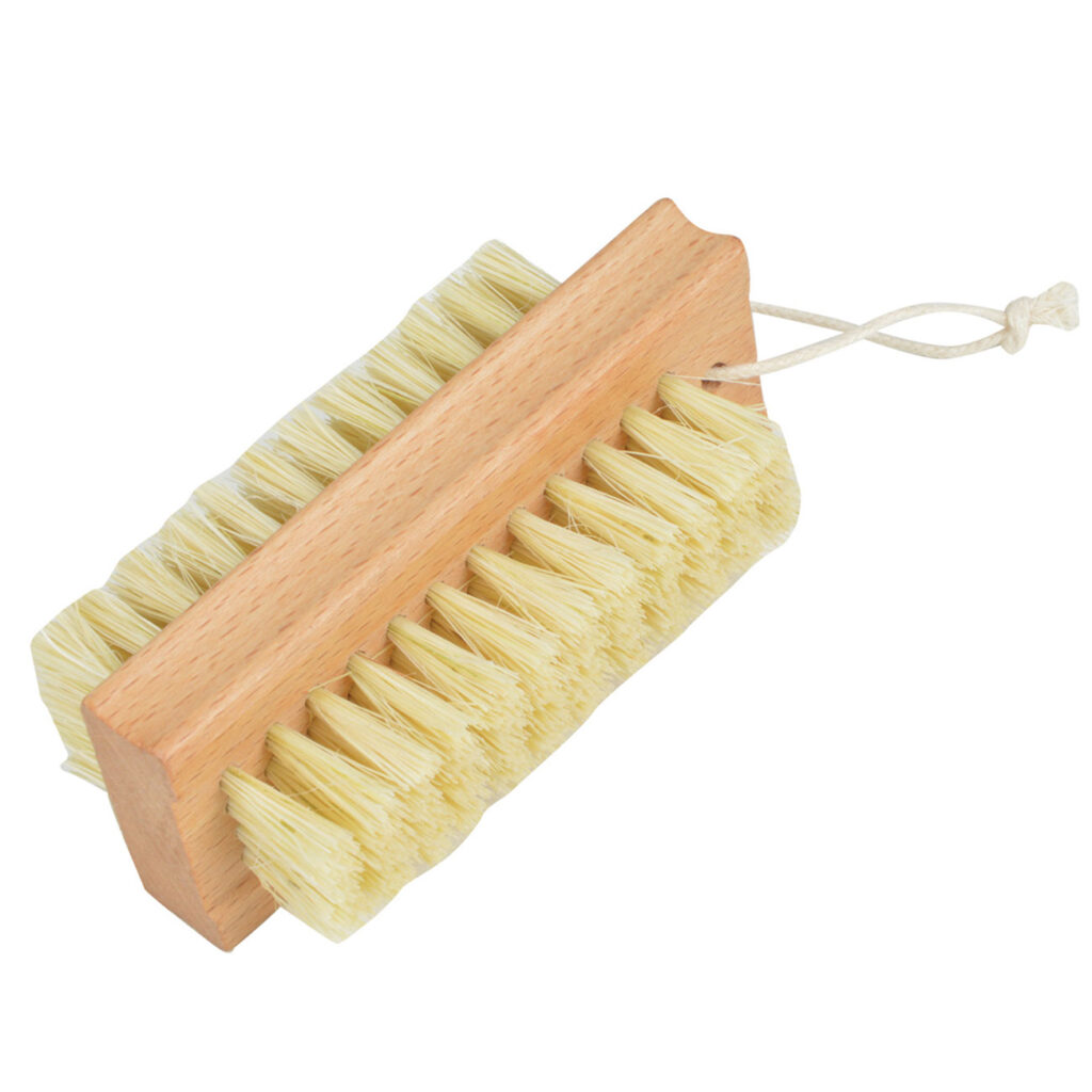 Nagelbürste aus Holz, Waschbürste mit stabilen Borsten, 9,5 x 3,5 x 4,5 cm