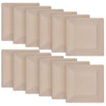 Teller eckig aus Zuckerrohr 12er-Set, Teller biologisch abbaubar, 20 x 20 cm