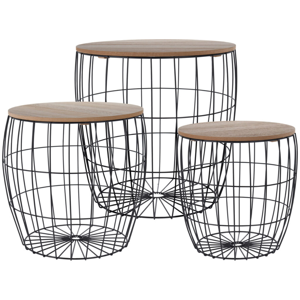 Metall Beistelltische im 3er-Set, Couchtische in Draht-Optik, verschiedene Grössen