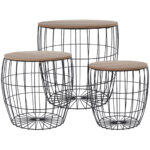 Metall Beistelltische im 3er-Set, Couchtische in Draht-Optik, verschiedene Grössen