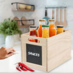 Aufbewahrungsbox aus Holz mit Kreidetafel, Box zum Beschriften, 30 x 20 x 20 cm