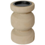 Kerzenständer aus Paulowniaholz, Kerzenhalter in hübscher Form, braun, 12 x 20 cm