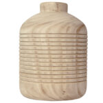 Blumenvase aus Pauwloniaholz, Holzvase mit feiner 3D-Verzierung, braun, 15 x 21 cm