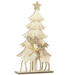 Weihnachtsdeko aus Holz, Dekoration Tannenbaum und Rentier, braun, Höhe 30 cm