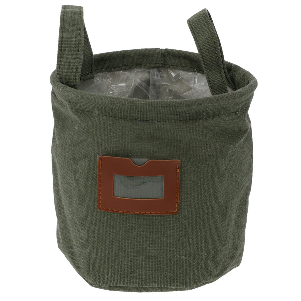 Textil-Übertopf aus Baumwolle,grün, Pflanzsack mit Schutzfolie, 16 x 16 cm