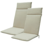Hochlehner-Auflage 2er-Set, Gartenstuhlkissen wasserabweisend, beige, 120 x 50 cm