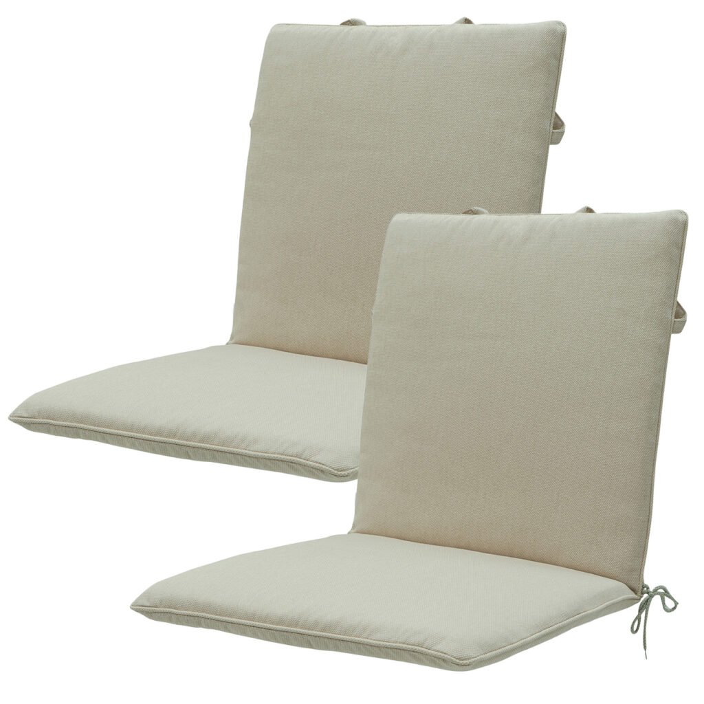 Niederlehner-Auflage 2er-Set, Gartenstuhlkissen wasserabweisend, beige, 97 x 49 cm