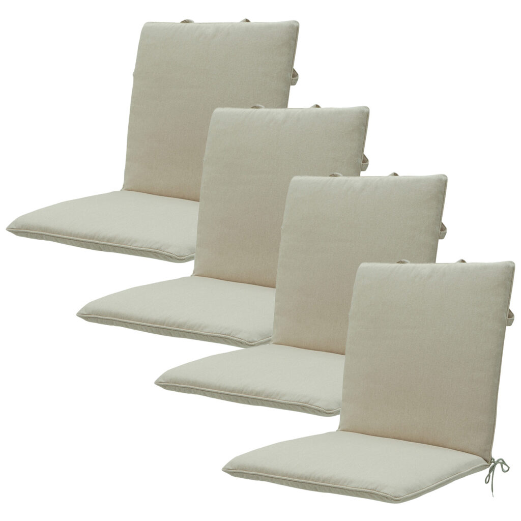 Niederlehner-Auflage 4er-Set, Gartenstuhlkissen wasserabweisend, beige, 97 x 49 cm
