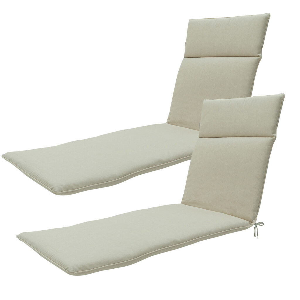 Liegen-Auflagen 2er-Set natur, Polsterauflagen wasserabweisend, beige, 190 x 60 cm