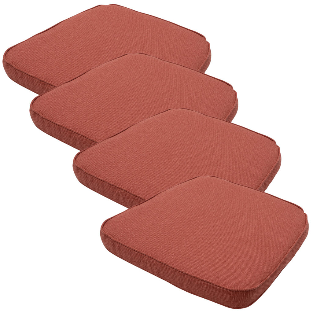 Stuhlkissen Outdoor 4er-Set, Sitzkissen wasserabweisend, terra, je 48 x 48 cm