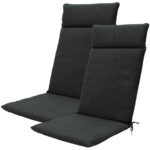 Hochlehner-Auflage 2er-Set, Gartenstuhlkissen wasserabweisend, dunkelgrau, 120 x 50 cm