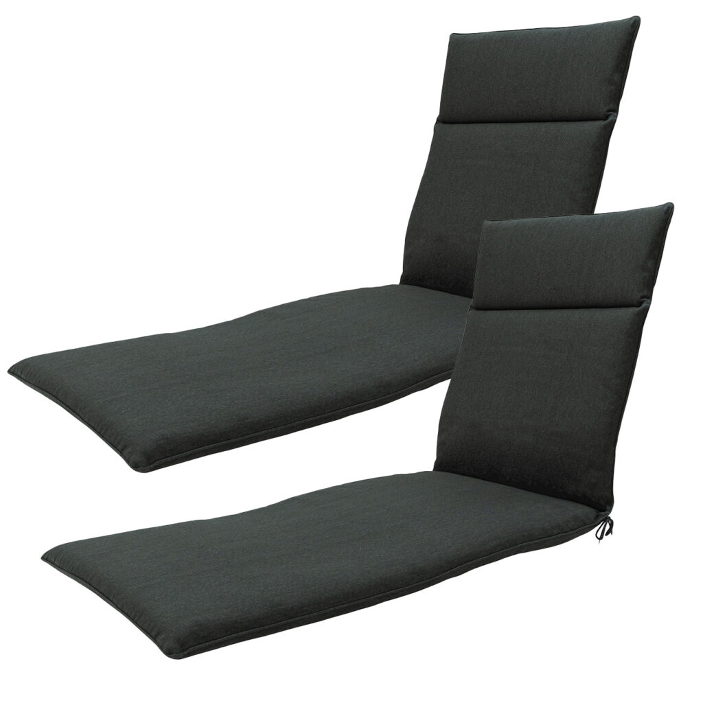 Liegen-Auflagen 2er-Set, Polsterauflagen wasserabweisend, dunkelgrau, 190 x 60 cm