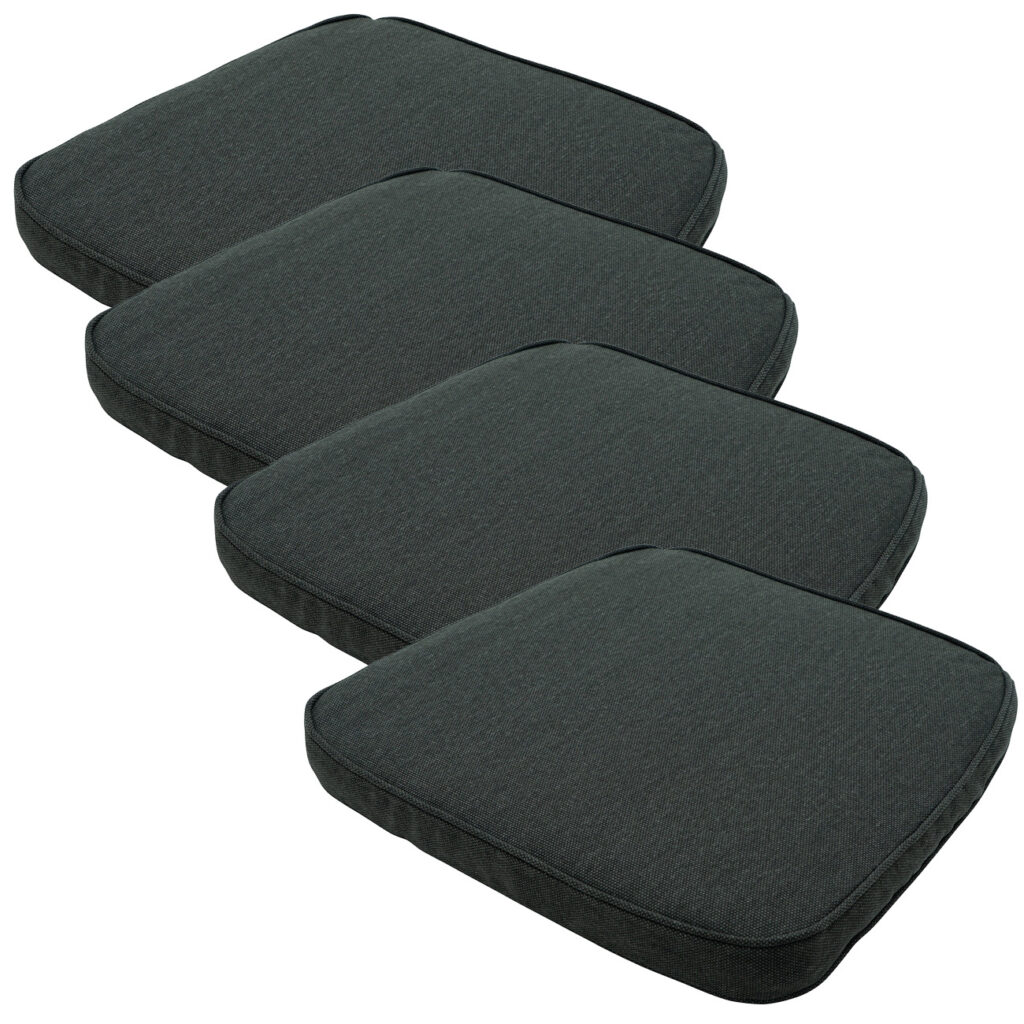 Stuhlkissen Outdoor 4er-Set, Sitzkissen wasserabweisend, dunkelgrau, je 48 x 48 cm