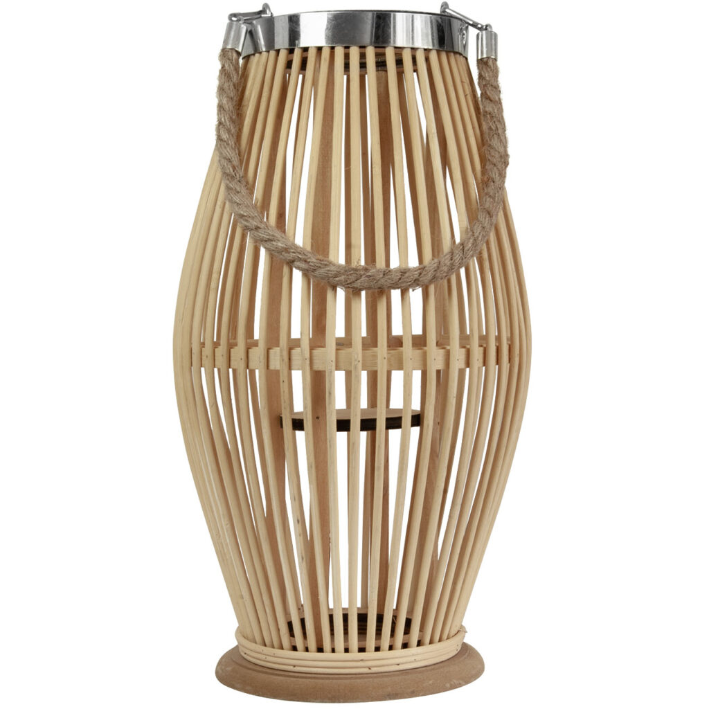 Laterne aus Bambus mit Windlicht aus Glas, natur, Ø 21 x Höhe 38 cm