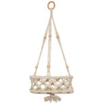 Hängedekoration mit Ablagefläche, Makramee-Deko zum Aufhängen, beige, Länge 60 cm