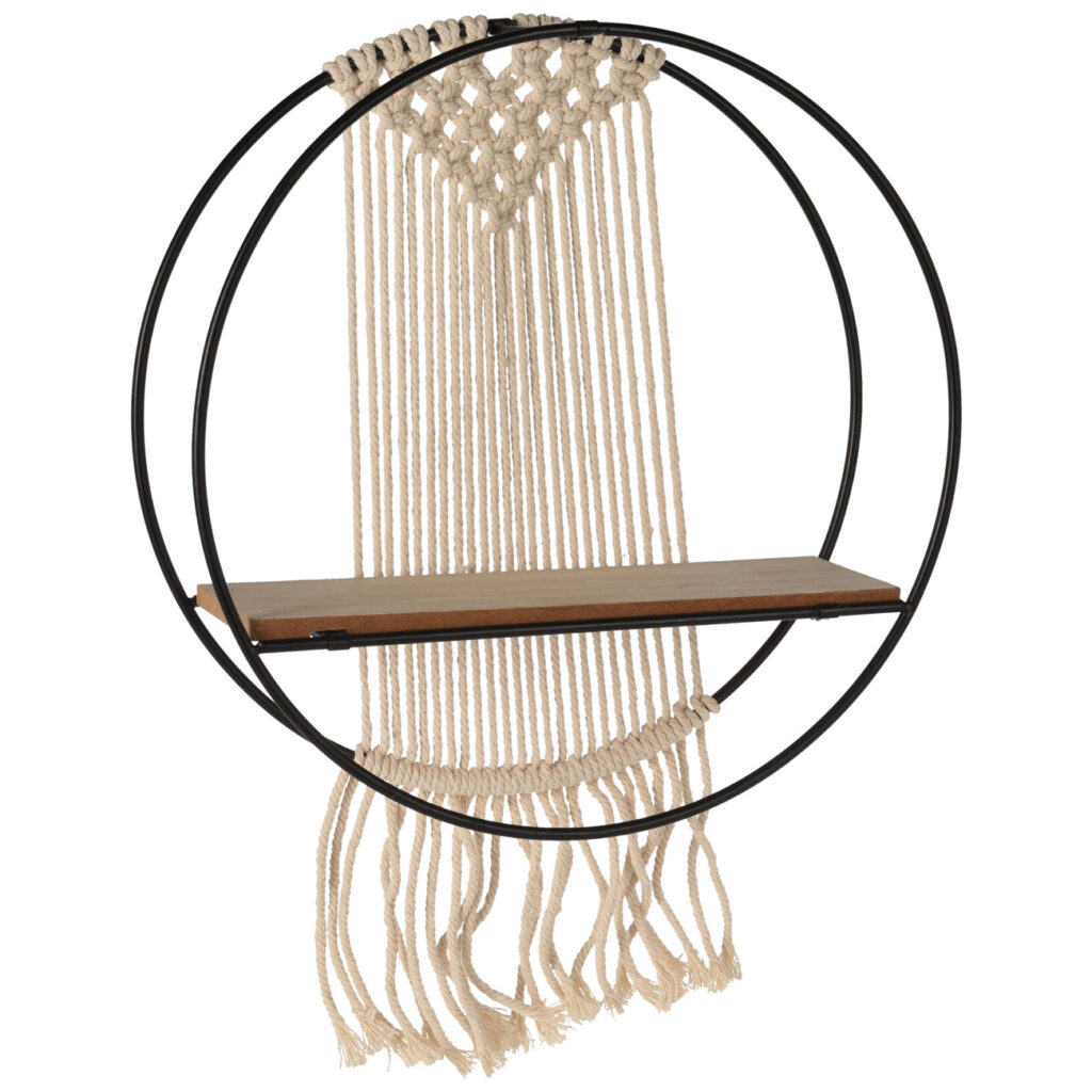 Hängeregal Makramee, Wandregal rund, Ø 32 cm