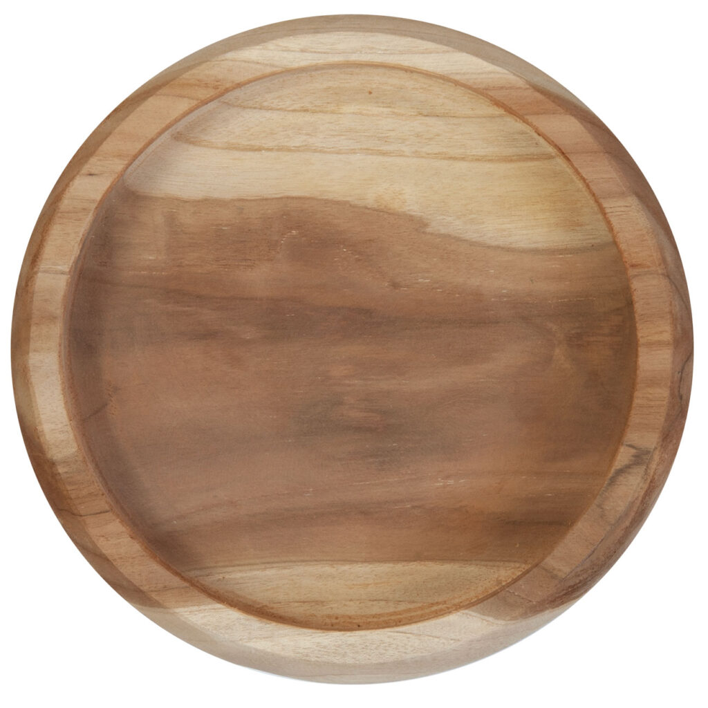 Schale aus Teakholz, runde Schale zum Servieren und Präsentieren, Ø 25 x 5 cm