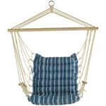 Hängesessel blau-weiss mit Armlehnen, Hängestuhl gepolstert