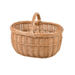 Weidenkorb aus gesottener Vollweide, Einkaufsborb mit Trage-Henkel, 40 x 34 x 24/35 cm