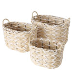 Aufbewahrungskörbe 3er-Set, Körbe Set Maisblatt, beige, braun, unterschiedliche Grössen