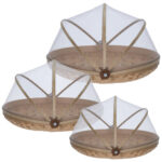 Abdeckhauben für Lebensmittel 3er-Set , Kuchenabdeckungen, Bambus, 3 Grössen