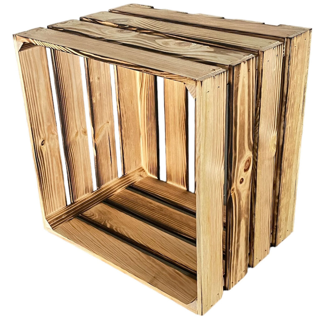 Aufbewahrungskiste aus Holz, braun geflammt, Harasse, 40 x 30 x 40 cm