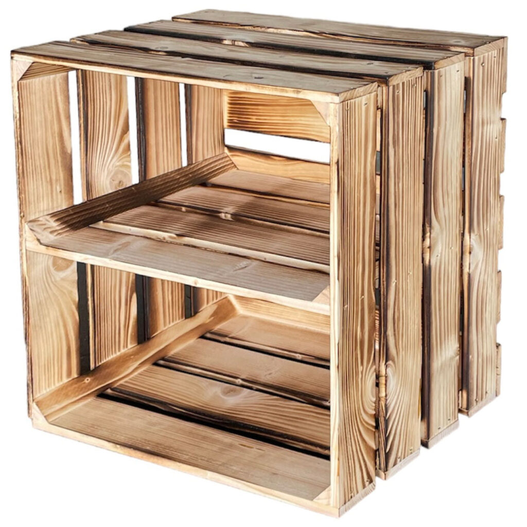 Holzkiste mit Regalboden, braun, Regalkiste, 40 x 30 x 40 cm