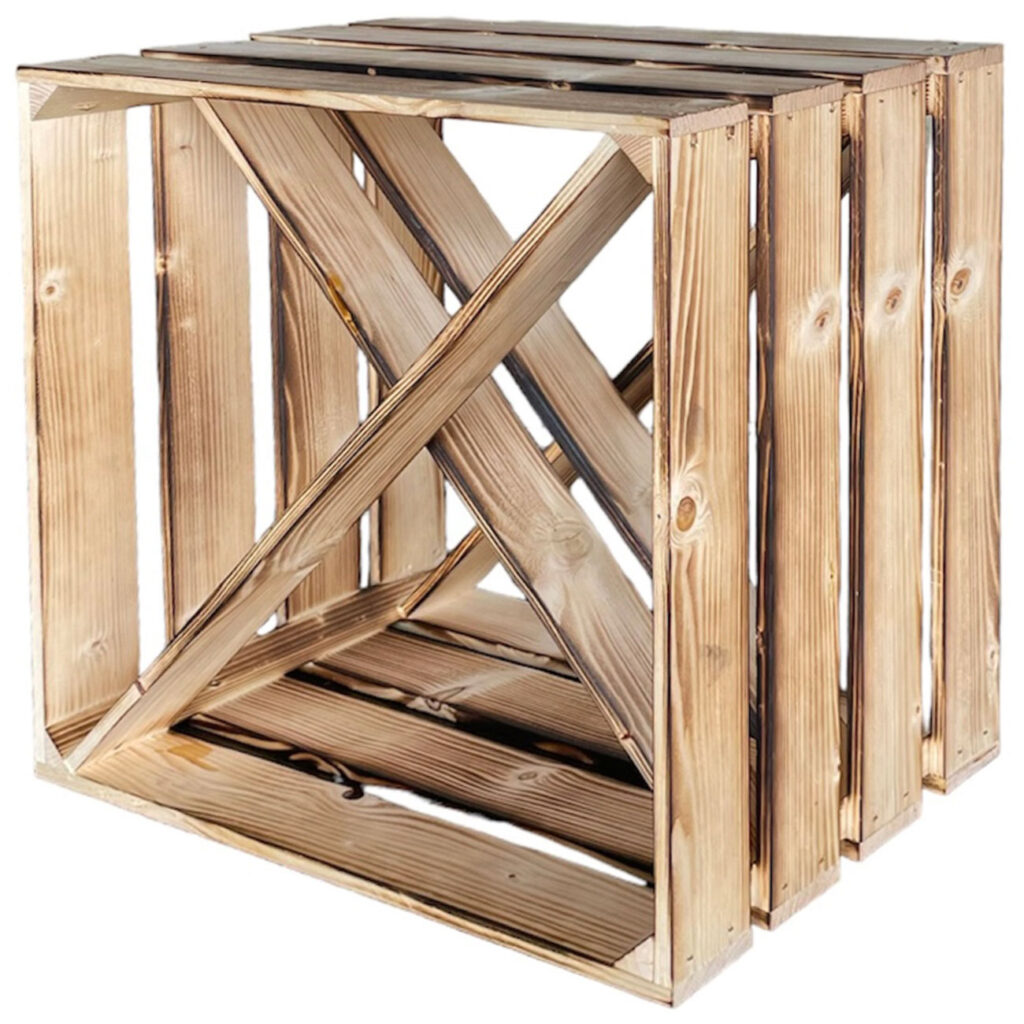 Weinkiste mit diagonalen Regalstreben, Holzkiste, 40 x 30 x 40 cm