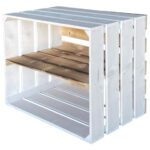 Holzkiste mit Regalboden, weiss/braun, Regalkiste, 40 x 50 x 30 cm
