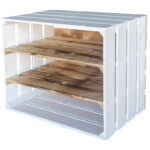 Regalbox aus Holz, weiss/braun, Regalkiste, 40 x 50 x 30 cm