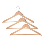 Kleiderbügel 3er-Set, Holzbügel mit Rockkerbe und Hosensteg