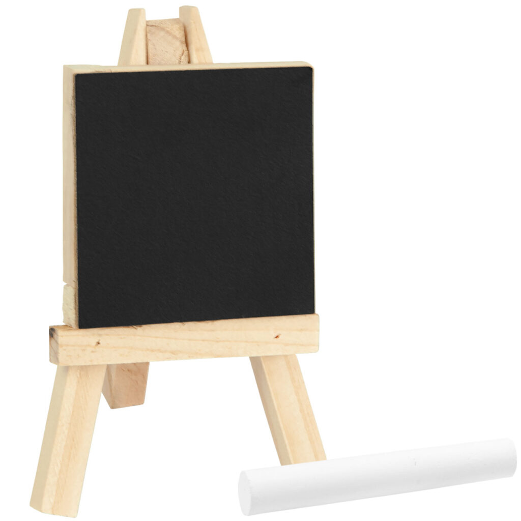 Mini-Tafel auf Staffelei aus Holz, Mini Kreidetafel zum Beschriften und Wegwischen