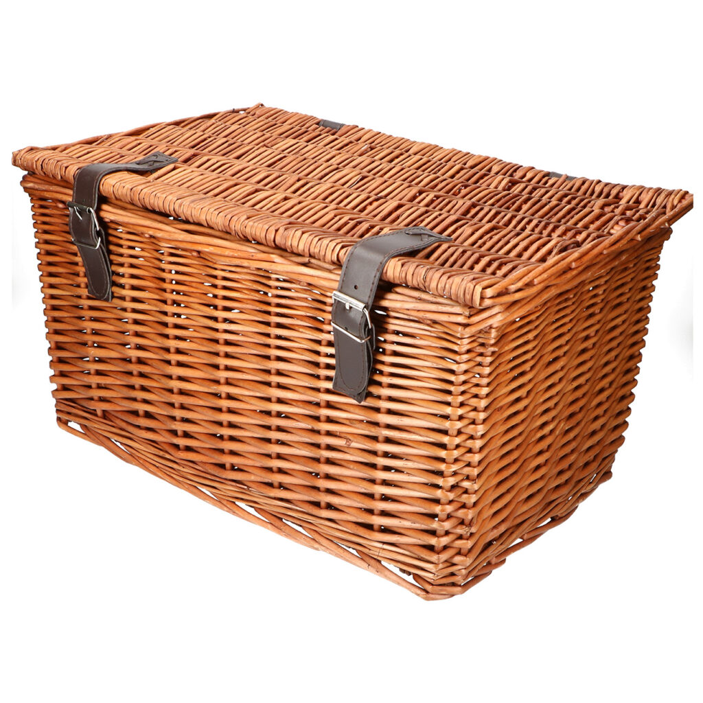 Velokorb aus Wicker und Leder, Vintage Fahrradkorb für den Gepäckträger oder Lenker