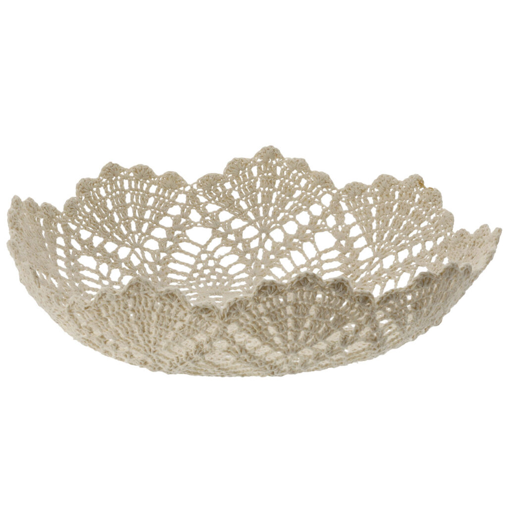 Dekoschale Makramee, Körbchen aus Baumwolle mit Metallrahmen, 22 x 7 cm