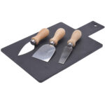 Käseplatte für Cheeseboards aus Schiefer, mit 3 Käsemessern, L 33 x B 17 x H 0,4 cm Käseplatte für Cheeseboards aus Schiefer, mit 3 Käsemessern, L 33 x B 17 x H 0,4 cm