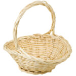 Streukorb aus Naturmaterial, Blumenkorb in ovaler Form, creme, 28 x 21 x 9 cm