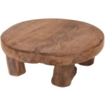 Dekobrett, Holzbrett mit Füssen, aus Teakholz, Ø 20 cm x H 7 cm