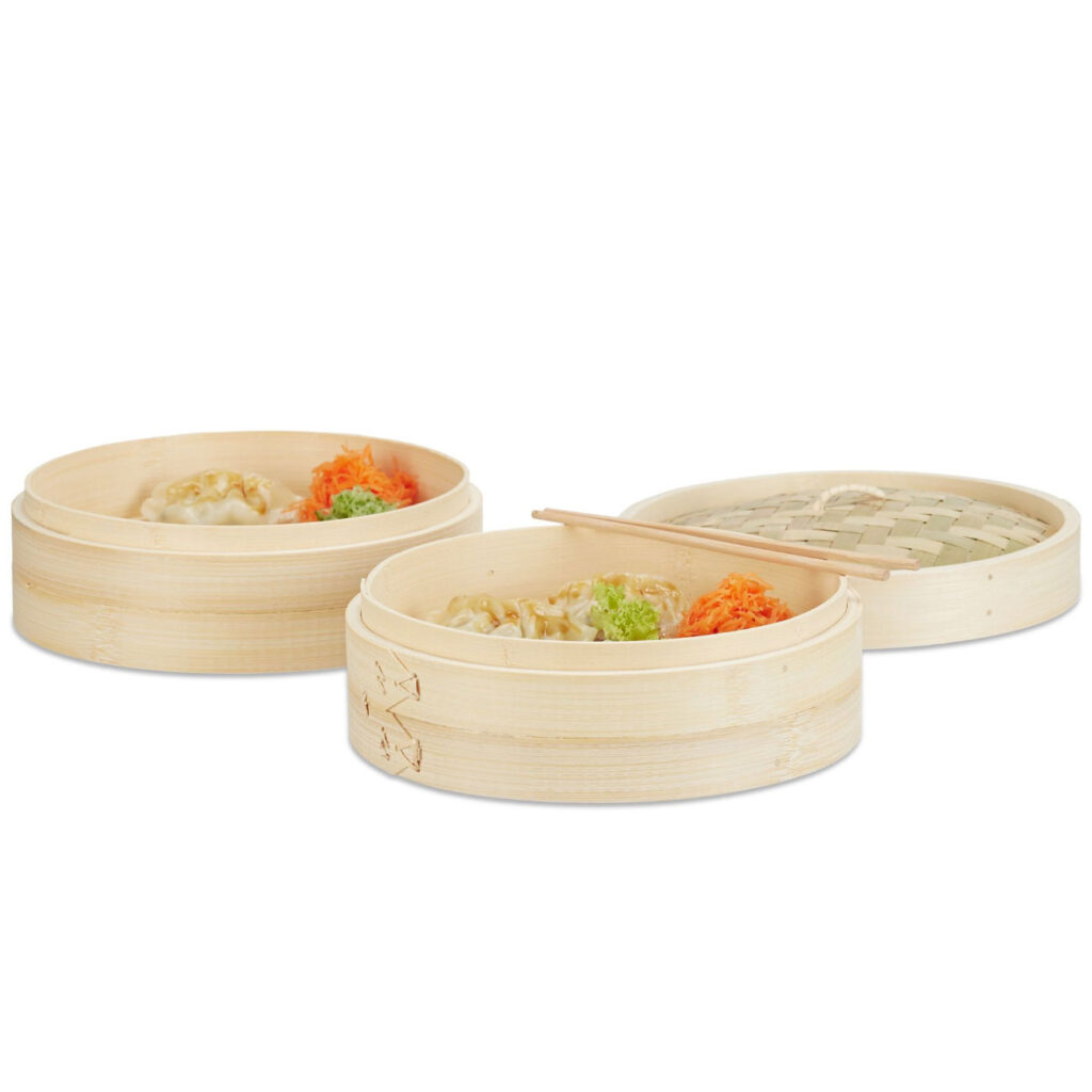 Bambusdampfkorb, 2-lagig, Dampfgarer, Ø 24 cm Bambusdampfkorb, 2-lagig, Dampfgarer, Ø 24 cm