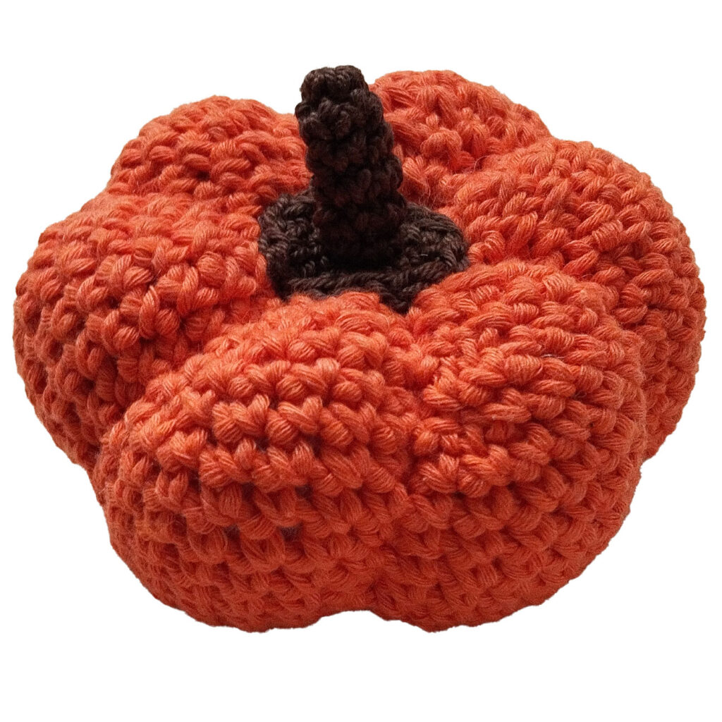 Deko-Kürbis klein, orange, handgemacht, Häkel-Kürbis Ø 7 cm
