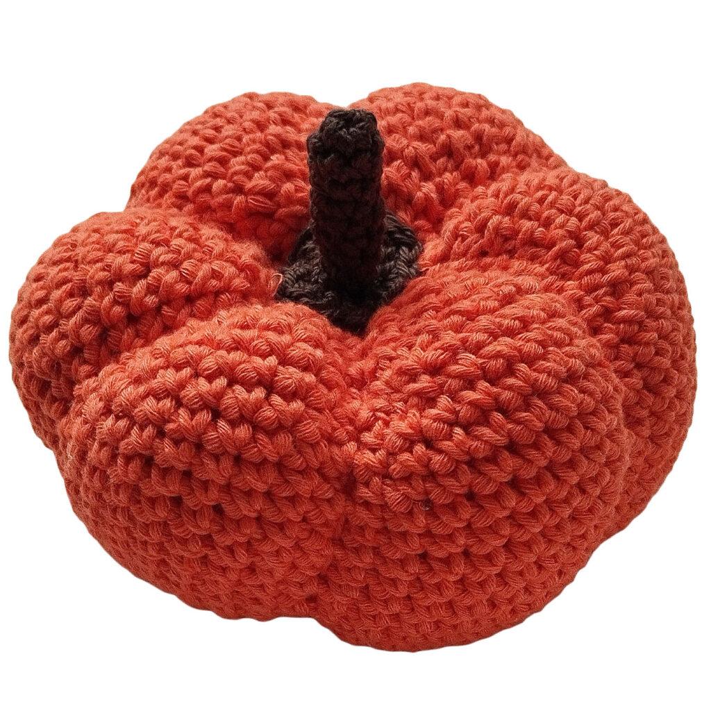 Deko-Kürbis gross, orange, handgemacht, Häkel-Kürbis,  Ø 9 cm