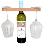 Weinglashalter aus Holz mit Flaschen-Halterung für 2 Gläser