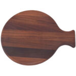 Rundes Schneidebrett mit Griff, Walnussholz, 39 x 29 x 1,6 cm