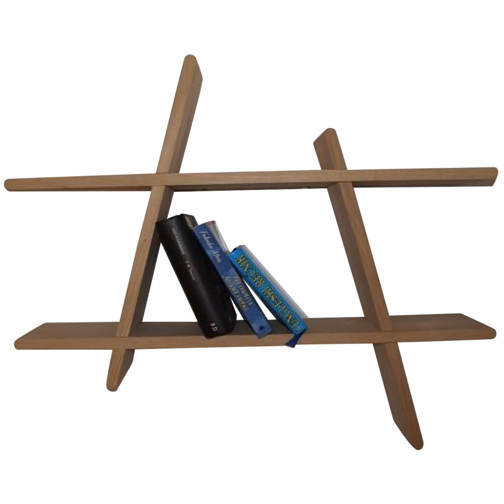 Wandregal, rautenförmig, Eichenholz, 78 x 57 x 12 cm