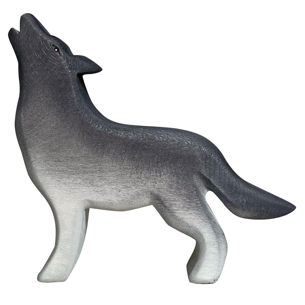 Holztier Wolf, handgefertigt, 13 x 11 x 3 cm