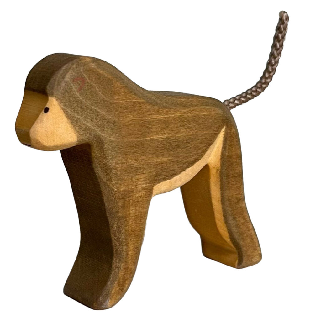 Holztier Affe, handgefertigt, 8,5 x 7 x 2 cm